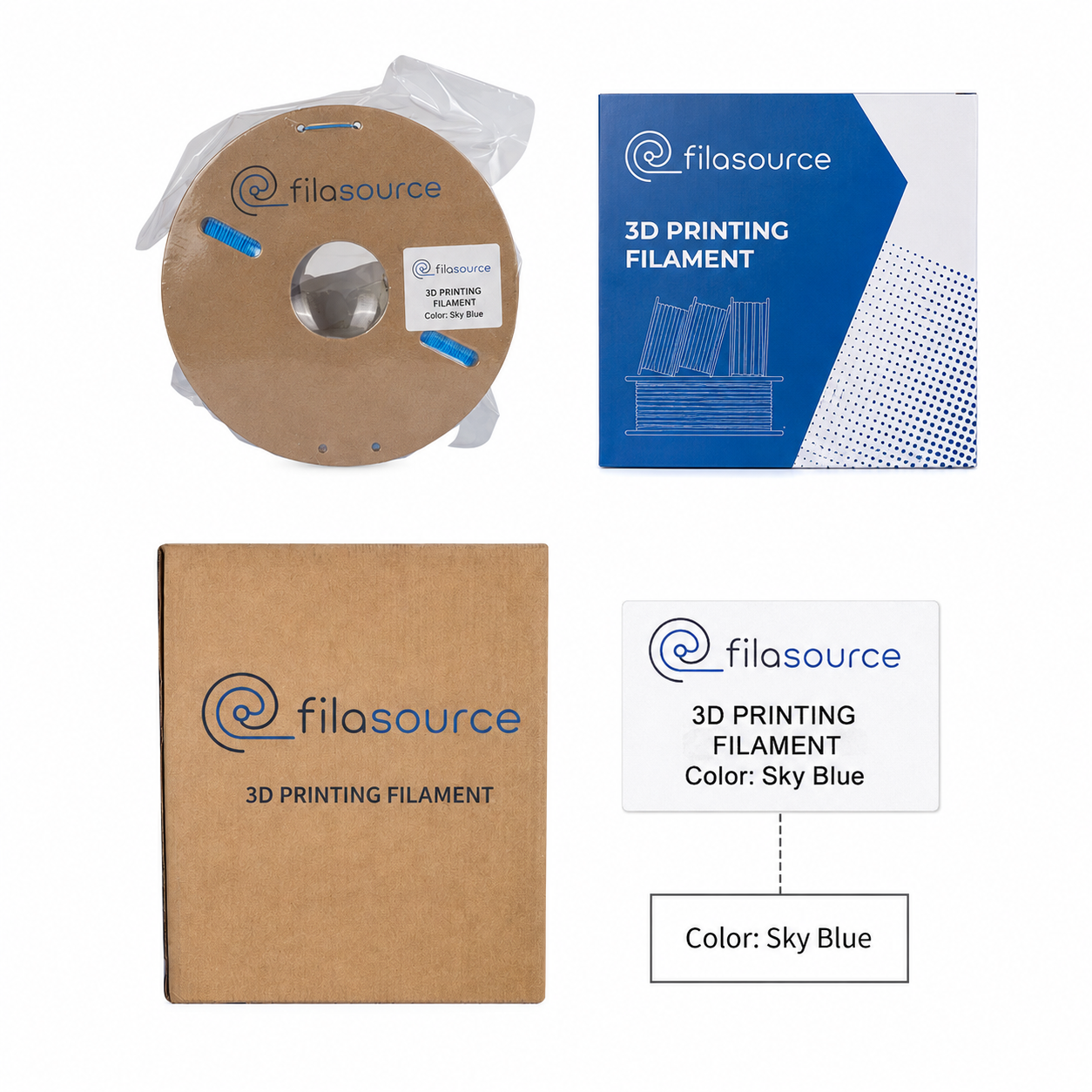 Filament packaging and label details used to identify a version