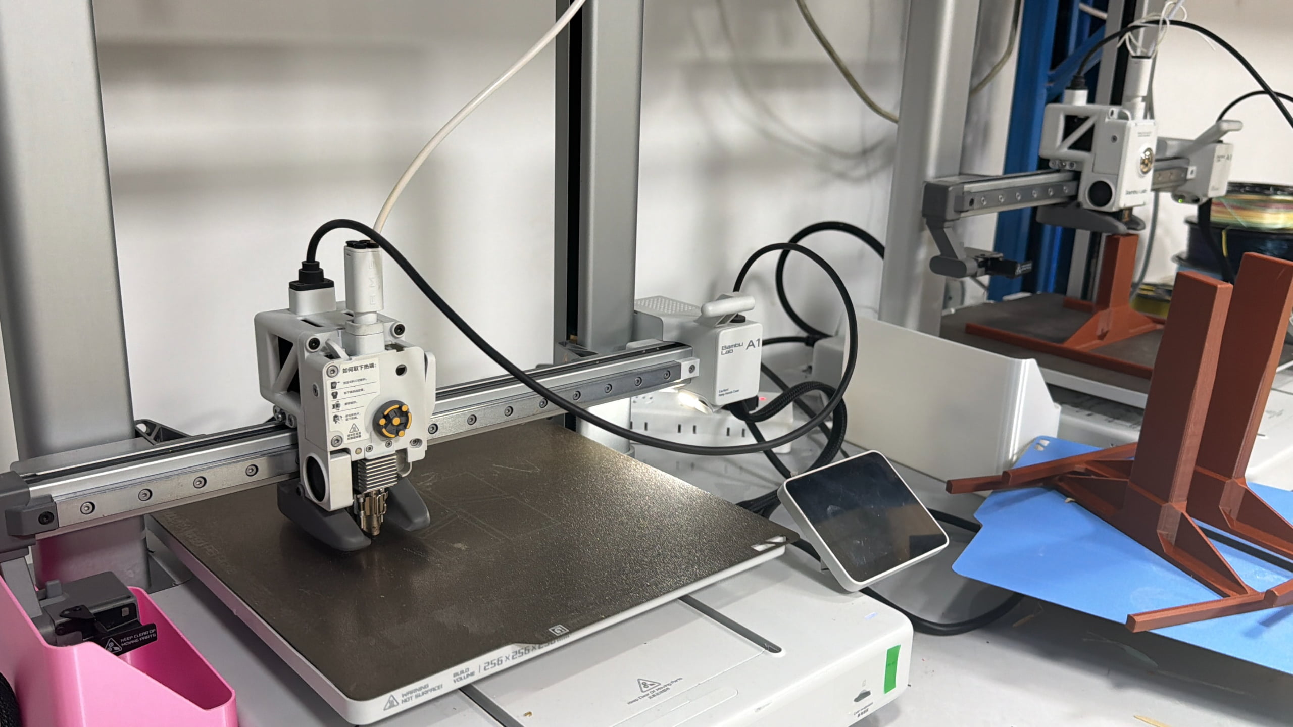 Printer, filament sample and test model prepared for validation