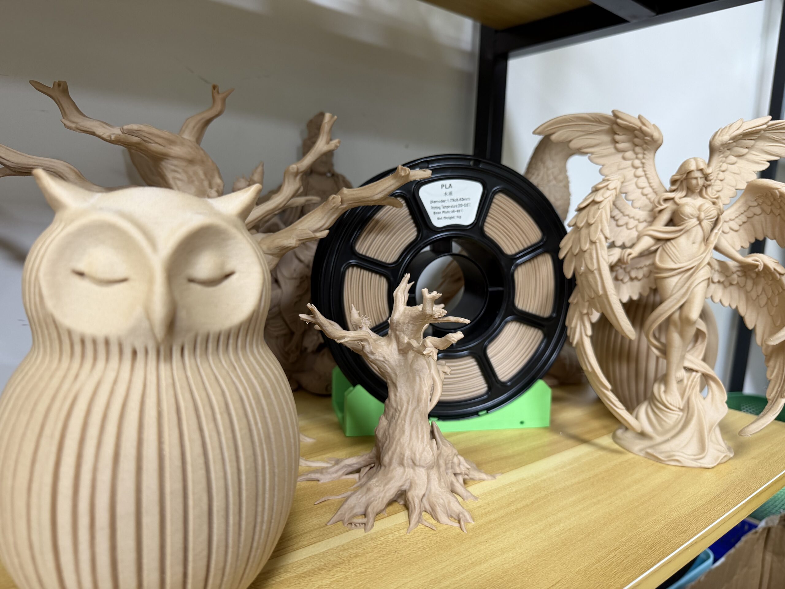 Matte PLA spool and matching printed part shown together