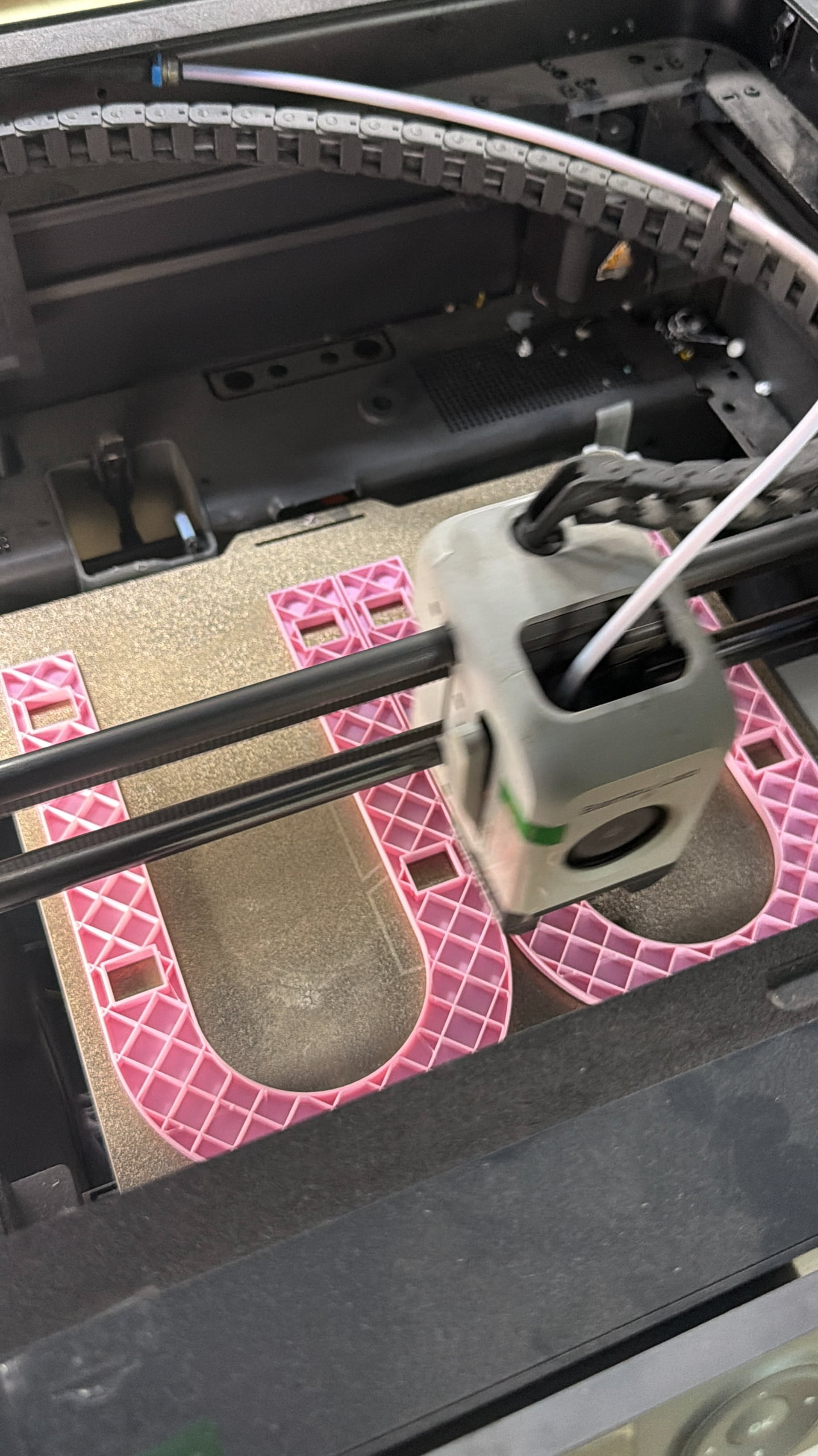 Filament spools, color samples and printed parts prepared for product review