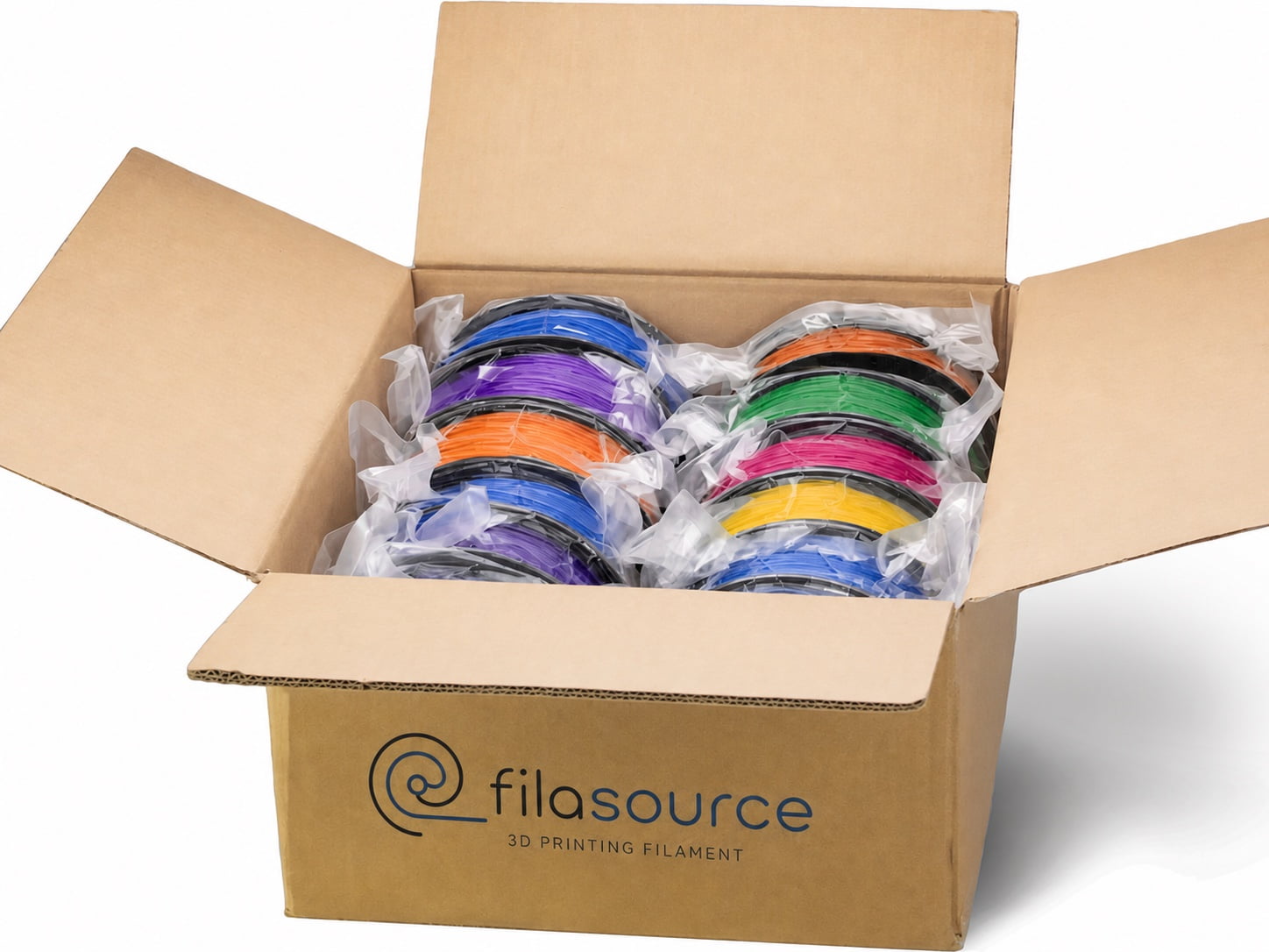 Mixed filament order packed in a shipping carton