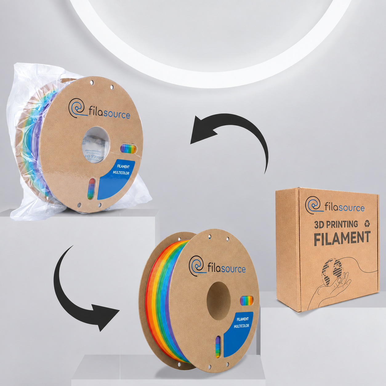Vacuum-packed filament prepared for shipment