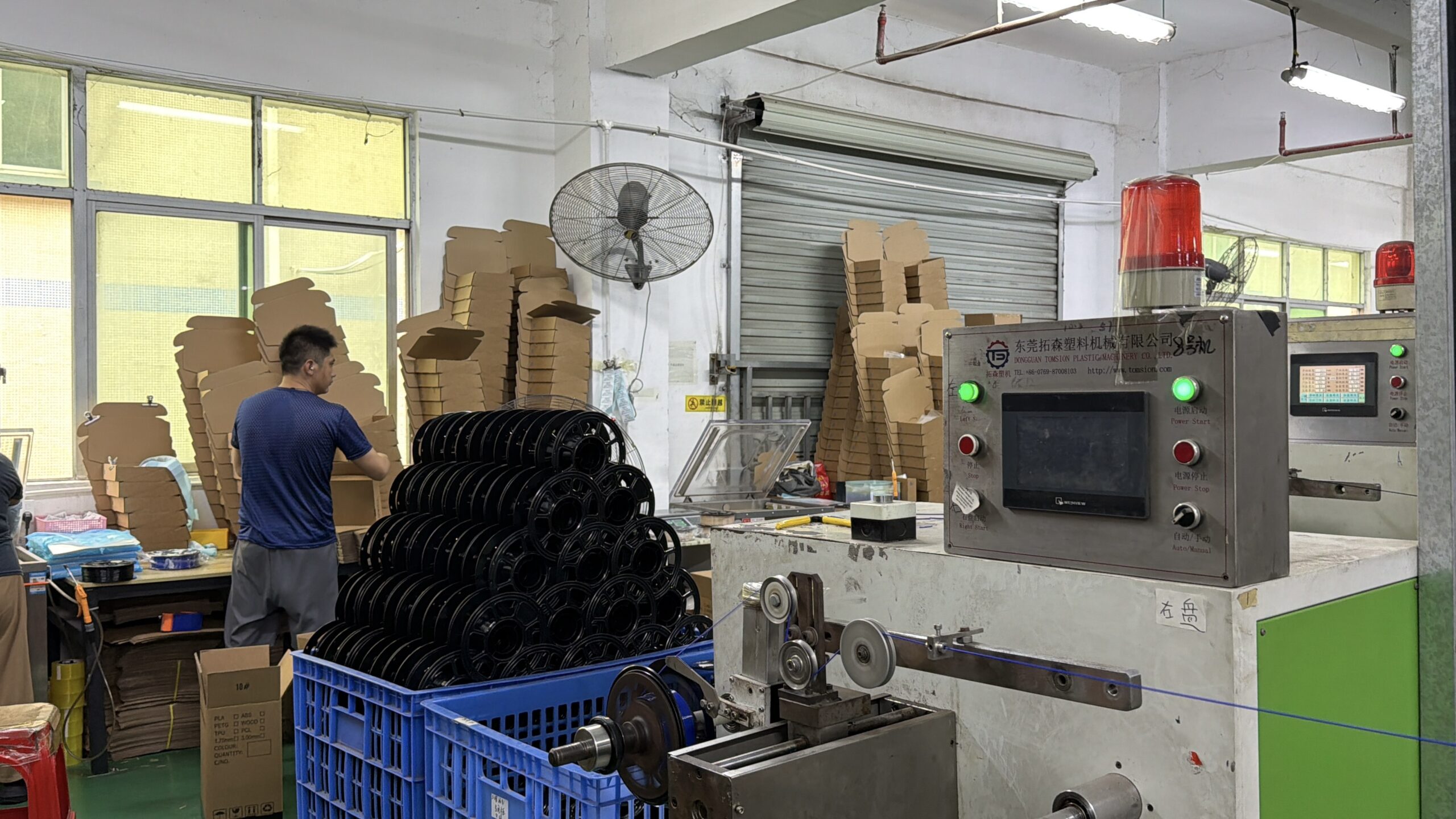 Labelled filament cartons prepared for replenishment planning