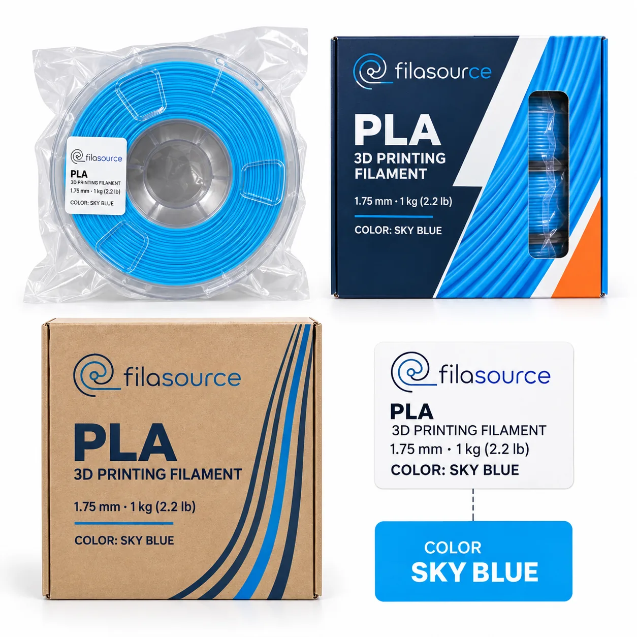 Filament labels and retail packaging prepared for review